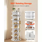 Étagère à chaussures rotative VEVOR 7 niveaux, tour à chaussures pivotante à 360°, présentoir carrousel de rangement rotatif rond, présentoir organiseur autonome Lazy Susan, blanc