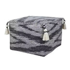 HomeRoots 18 Gray Cotton Striped Pouf Ottoman