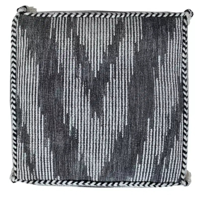 Pouff ottoman rayé en coton gris 18 de HomeRoots