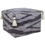 Pouff ottoman rayé en coton gris 18 de HomeRoots