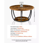 Table basse VEVOR, table basse ronde moderne, table centrale circulaire en bois à 2 niveaux avec rangement ouvert, table d'appoint à cadre métallique minimaliste, marron