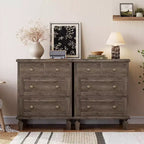 Commode 4 tiroirs pour chambre à coucher, commode vintage avec poignées sculptées et pieds fuselés, commode en bois avec grande capacité de rangement