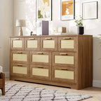 Commode en bois avec poignées métalliques pour salon, couloir, entrée