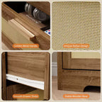 Commode en bois avec poignées métalliques pour salon, couloir, entrée