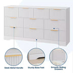 Commode en bois avec poignées métalliques pour salon, couloir, entrée