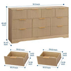 Commode en bois avec poignées métalliques pour salon, couloir, entrée