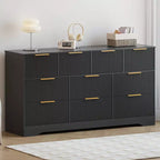 Commode en bois avec poignées métalliques pour salon, couloir, entrée