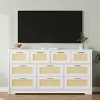 Commode en bois avec poignées métalliques pour salon, couloir, entrée