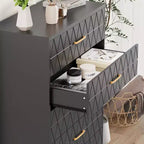 Commode en bois avec poignées métalliques pour salon, couloir, entrée