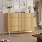 Commode à 5 tiroirs cannelés pour chambre, commode haute moderne avec grain de bois, commode verticale en bois style ferme pour placard, couloir