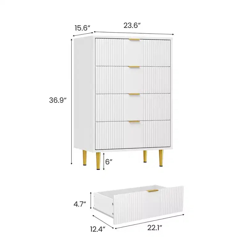 Commode à 5 tiroirs cannelés pour chambre, commode haute moderne avec grain de bois, commode verticale en bois style ferme pour placard, couloir