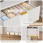Commode à 5 tiroirs cannelés pour chambre, commode haute moderne avec grain de bois, commode verticale en bois style ferme pour placard, couloir