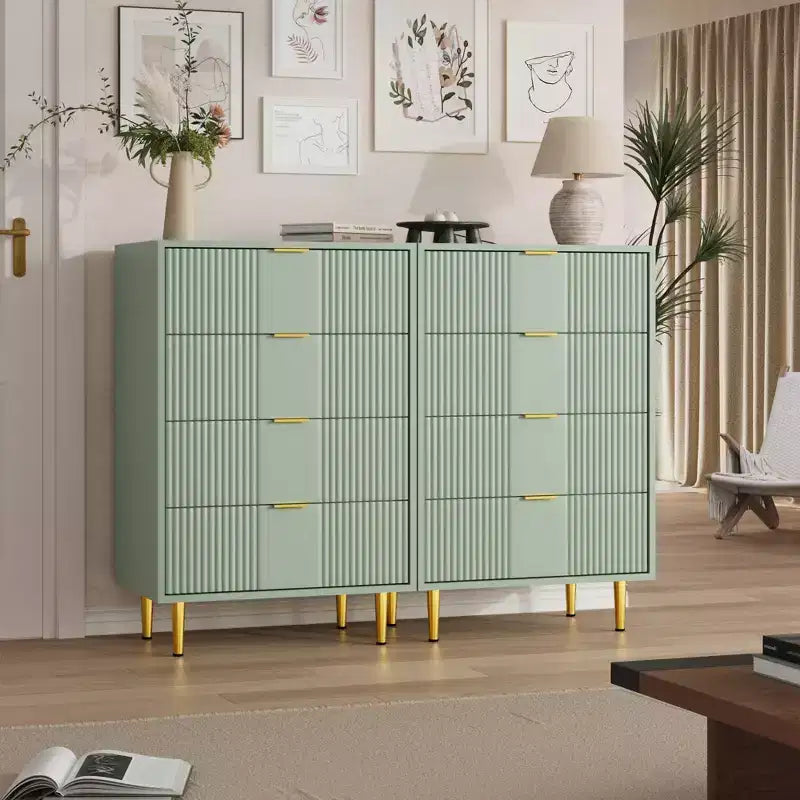 Commode à 5 tiroirs cannelés pour chambre, commode haute moderne avec grain de bois, commode verticale en bois style ferme pour placard, couloir