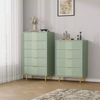Commode à 5 tiroirs cannelés pour chambre, commode haute moderne avec grain de bois, commode verticale en bois style ferme pour placard, couloir