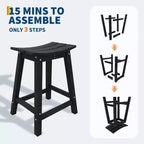 Tabouret de bar robuste et résistant aux intempéries, chaise de patio extérieure hauteur comptoir, résine durable pour balcon, terrasse