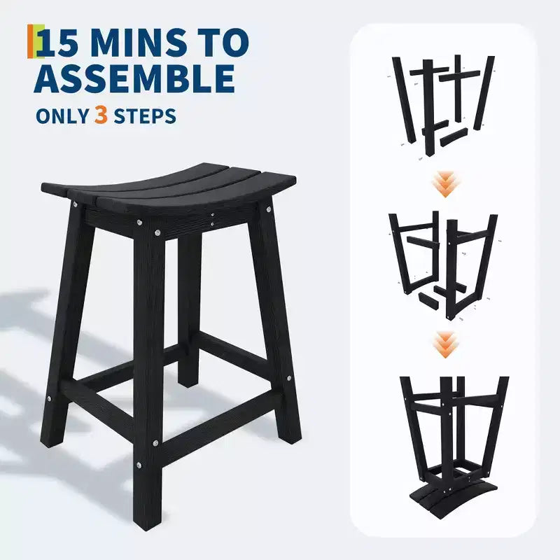 Tabouret de bar robuste et résistant aux intempéries, chaise de patio extérieure hauteur comptoir, résine durable pour balcon, terrasse