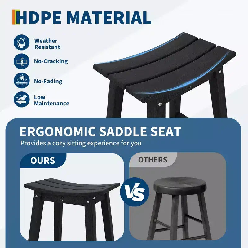 Tabouret de bar robuste et résistant aux intempéries, chaise de patio extérieure hauteur comptoir, résine durable pour balcon, terrasse
