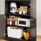 Meuble de rangement haut de cuisine de 178 cm avec étagère ouverte - Armoire de rangement de style ferme à 4 portes avec étagères réglables pour cuisine et salle à manger