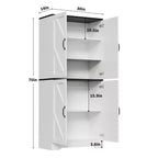Meuble de rangement haut de cuisine de 178 cm avec étagère ouverte - Armoire de rangement de style ferme à 4 portes avec étagères réglables pour cuisine et salle à manger