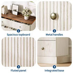 Commode, Commode à 6 tiroirs horizontaux cannelés, Organiseur de chambre en bois pour petits espaces, Rangement de vêtements