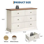 Commode, Commode à 6 tiroirs horizontaux cannelés, Organiseur de chambre en bois pour petits espaces, Rangement de vêtements