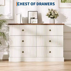 Commode, Commode à 6 tiroirs horizontaux cannelés, Organiseur de chambre en bois pour petits espaces, Rangement de vêtements