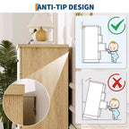 Commode, Commode à 6 tiroirs horizontaux cannelés, Organiseur de chambre en bois pour petits espaces, Rangement de vêtements