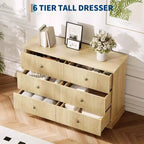 Commode, Commode à 6 tiroirs horizontaux cannelés, Organiseur de chambre en bois pour petits espaces, Rangement de vêtements