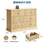 Commode, Commode à 6 tiroirs horizontaux cannelés, Organiseur de chambre en bois pour petits espaces, Rangement de vêtements