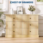 Commode, Commode à 6 tiroirs horizontaux cannelés, Organiseur de chambre en bois pour petits espaces, Rangement de vêtements