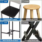 Tabourets de Bar Lot de 4, Tabourets de Comptoir Rembourrés avec Dossier et Repose-Pieds, Tabourets de Cuisine pour Îlot de Cuisine, Montage Facile, Gris Rustique