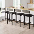 Tabourets de Bar Lot de 4, Tabourets de Comptoir Rembourrés avec Dossier et Repose-Pieds, Tabourets de Cuisine pour Îlot de Cuisine, Montage Facile, Gris Rustique