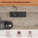 53,5'' Bureau de direction de ferme avec station de recharge, bureau d'ordinateur en bois avec tiroirs et classeur pour bureau à domicile
