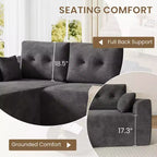 Canapé modulable en forme de L gris foncé avec assise profonde et méridienne surdimensionnée, aucun assemblage requis, rembourrage moelleux pour salon