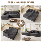 Canapé modulable en forme de L gris foncé avec assise profonde et méridienne surdimensionnée, aucun assemblage requis, rembourrage moelleux pour salon
