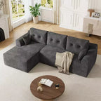 Canapé modulable en forme de L gris foncé avec assise profonde et méridienne surdimensionnée, aucun assemblage requis, rembourrage moelleux pour salon