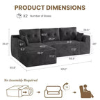 Canapé modulable en forme de L gris foncé avec assise profonde et méridienne surdimensionnée, aucun assemblage requis, rembourrage moelleux pour salon