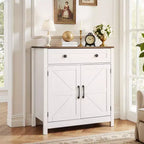 Meuble bar à café VEVOR, Table de bar à café de style ferme avec tiroir, Buffet avec 2 portes coulissantes, 75 x 37,5 x 80 cm, Blanc