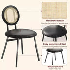 Chaises de salle à manger modernes en rotin, chaises de cuisine avec coussin rembourré et pieds en métal pour petit espace, salon, café, restaurant