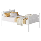 Lit de repos double robuste avec rangement dissimulé, capacité de 158 kg, cadre en métal, tête de lit garnie de bois, aucun sommier tapissier requis