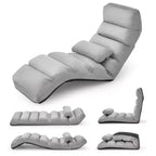 Canapé paresseux pliant Costway, Chaise longue avec dossier réglable sur 5 positions Gris/Beige