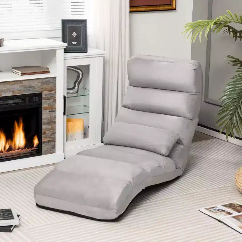 Canapé paresseux pliant Costway, Chaise longue avec dossier réglable sur 5 positions Gris/Beige