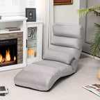 Canapé paresseux pliant Costway, Chaise longue avec dossier réglable sur 5 positions Gris/Beige