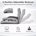 Canapé paresseux pliant Costway, Chaise longue avec dossier réglable sur 5 positions Gris/Beige