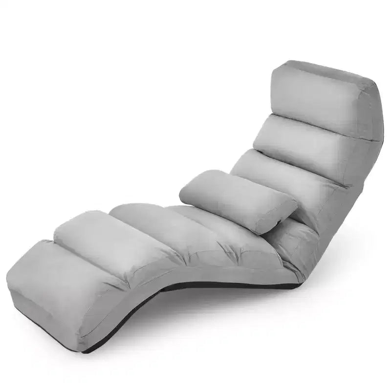 Canapé paresseux pliant Costway, Chaise longue avec dossier réglable sur 5 positions Gris/Beige