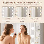 Coiffeuse avec miroir, coiffeuse avec prise de courant, 2 tiroirs, 6 étagères, support pour sèche-cheveux et tabouret, meubles de coiffeuse modernes pour chambre à coucher.