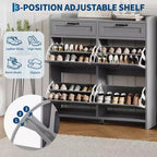 Meuble à chaussures, Meuble de rangement pour chaussures 4 tiroirs basculants et 2 tiroirs supérieurs, Organisateur en bois avec étagère réglable, Rangement dissimulé autoportant