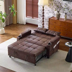 Canapé-lit convertible inclinable en cuir rembourré anti-griffes pour petits espaces avec coussins