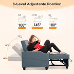 Canapé-lit convertible inclinable en cuir rembourré anti-griffes pour petits espaces avec coussins