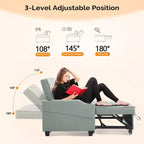 Canapé-lit convertible inclinable en cuir rembourré anti-griffes pour petits espaces avec coussins
